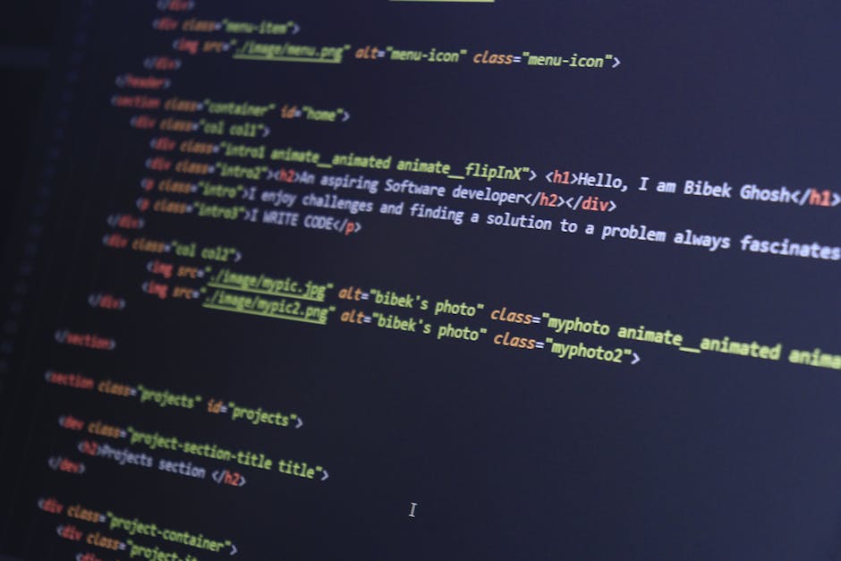 A white ceramic cup filled with coffee rests on a matching saucer, placed on a surface alongside a partially open laptop displaying lines of code on a dark background. The scene is illuminated with so